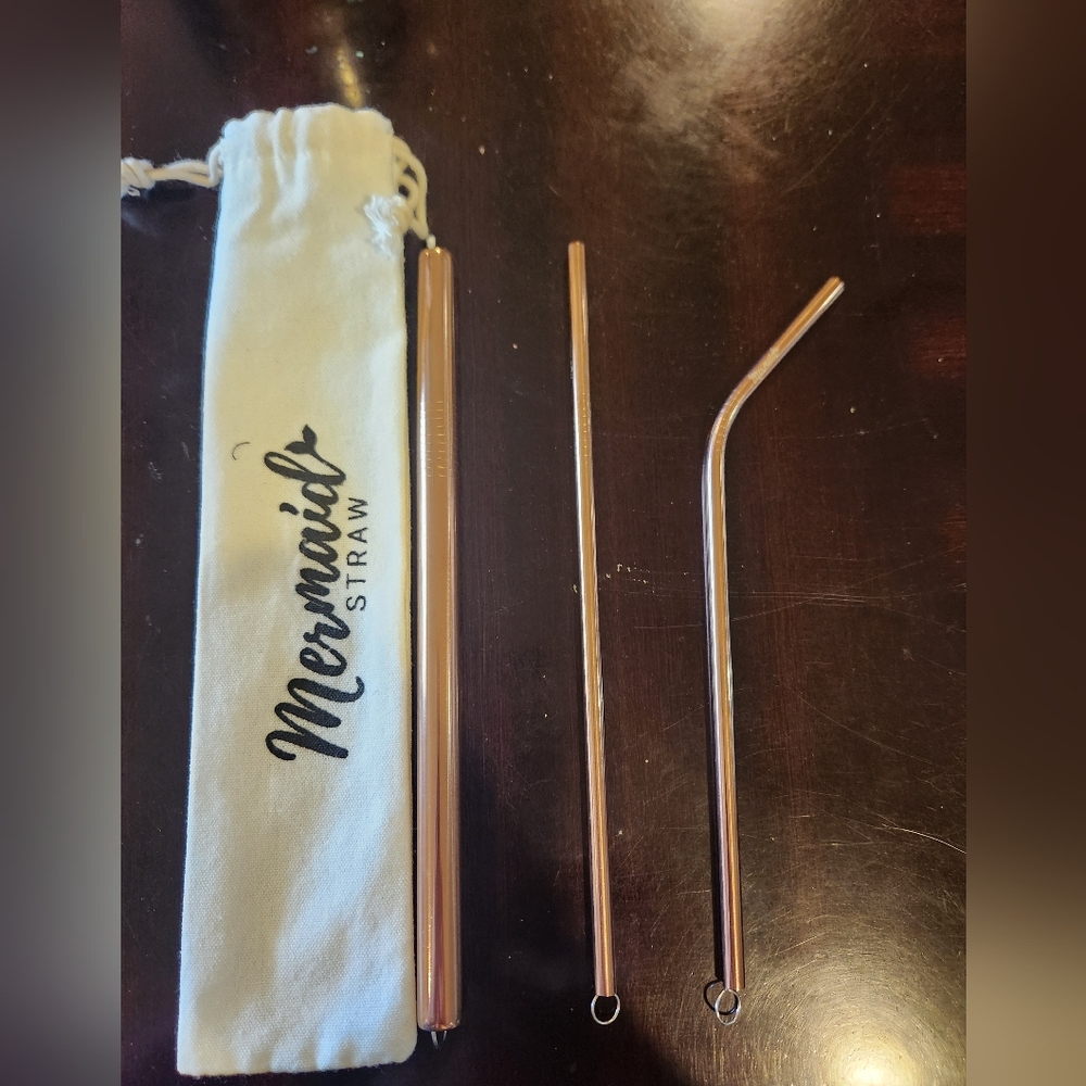 Mermaid Straw, Rose Gold Trio pack